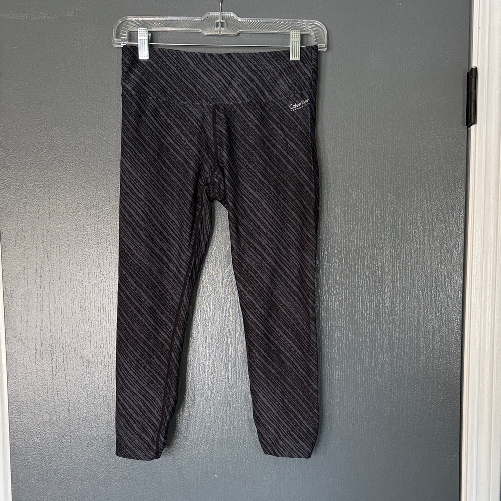 Calvin Klein Womens Charcoal Striped Leggings